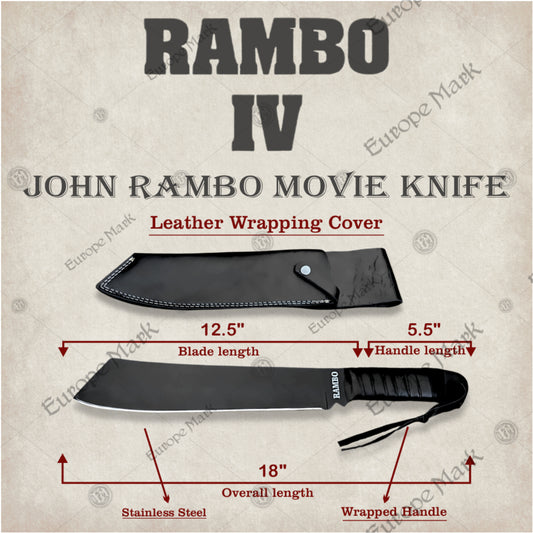Premium Rambo IV Machete Cosplay Replica with Ebony Stand