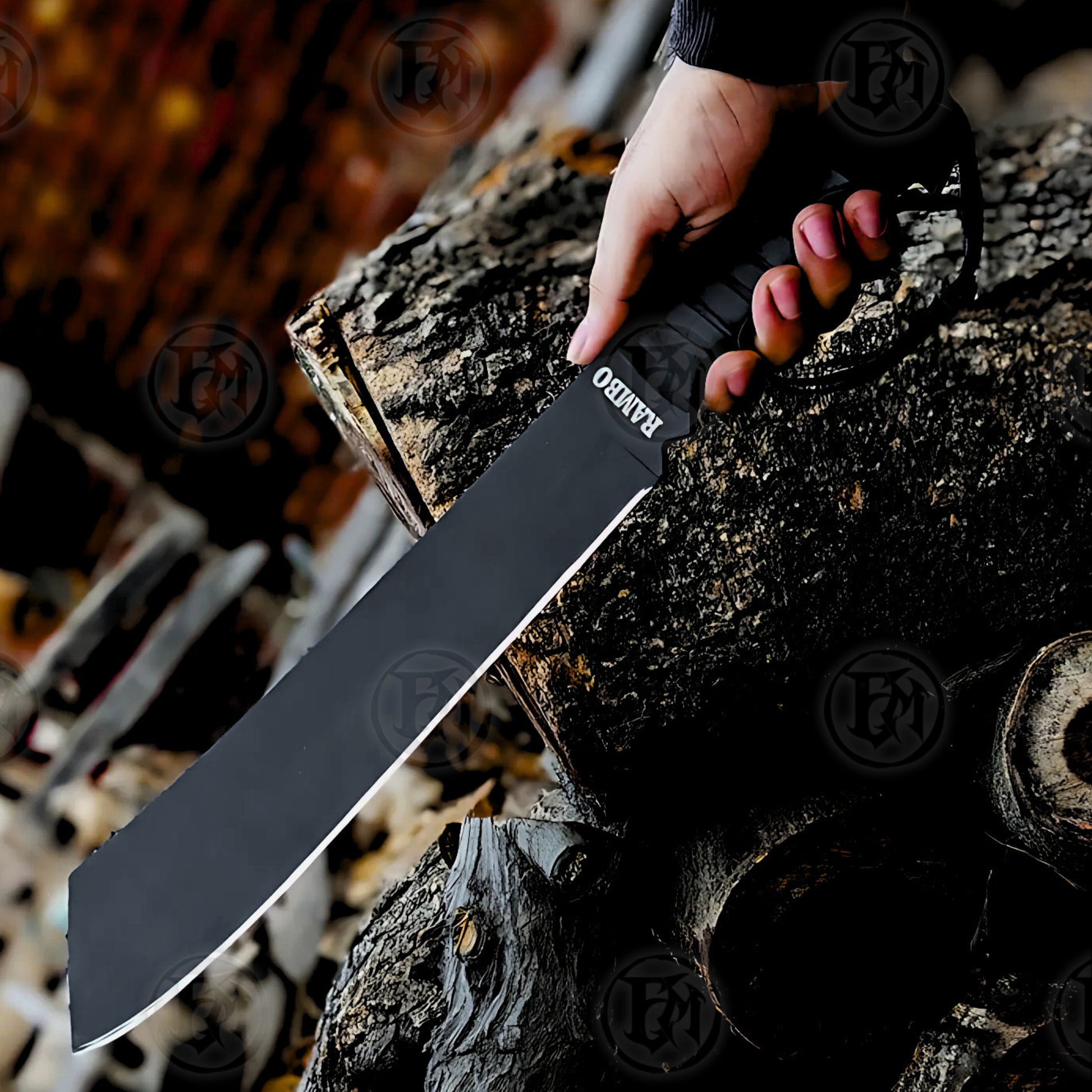 Premium Rambo IV Machete Cosplay Replica with Ebony Stand