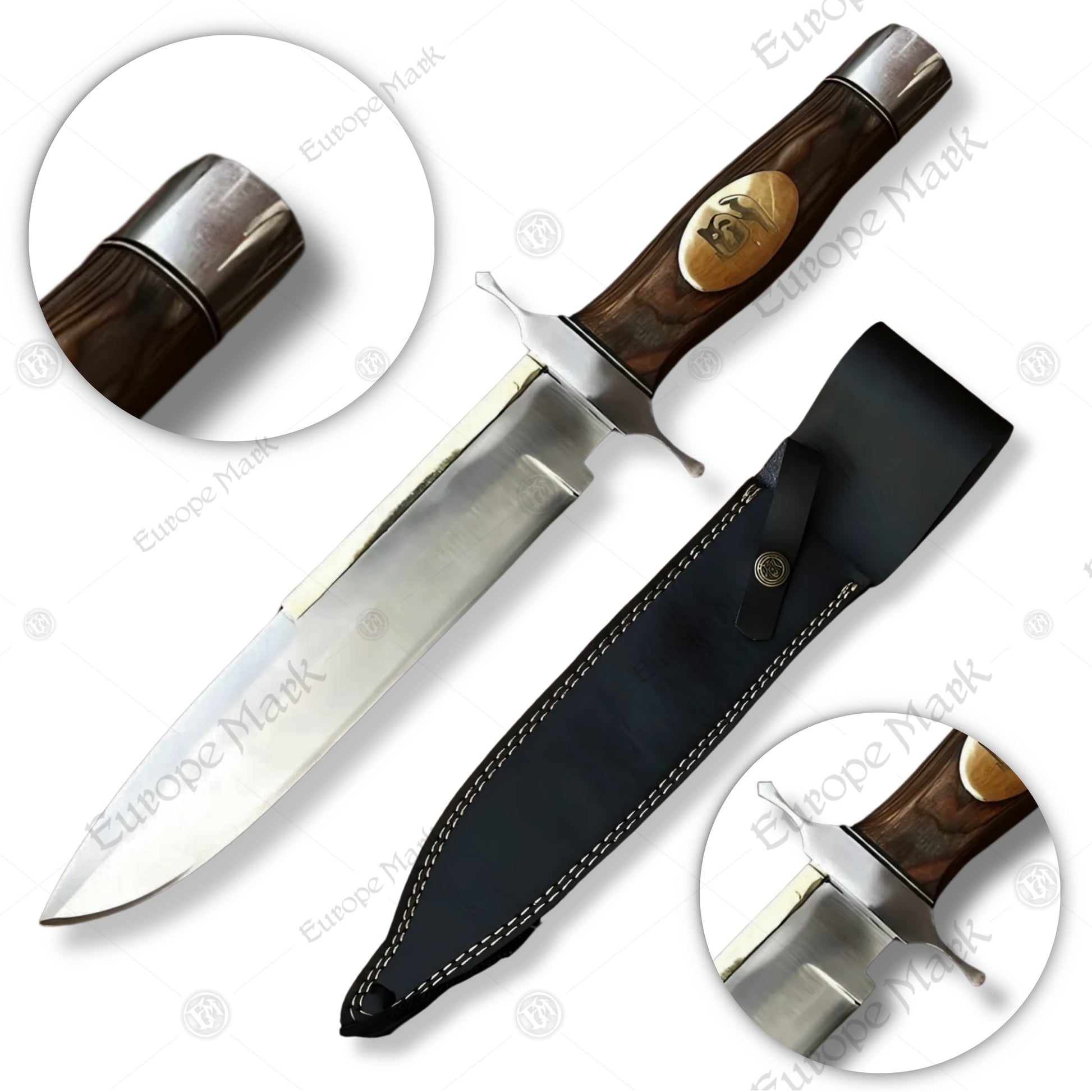 Premium Barney Ross Toothpick Knife Replica with Walnut Stand