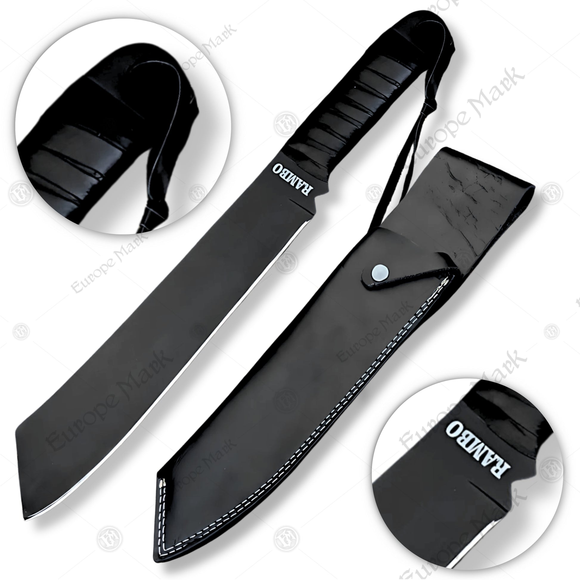 Premium Rambo IV Machete Cosplay Replica with Ebony Stand