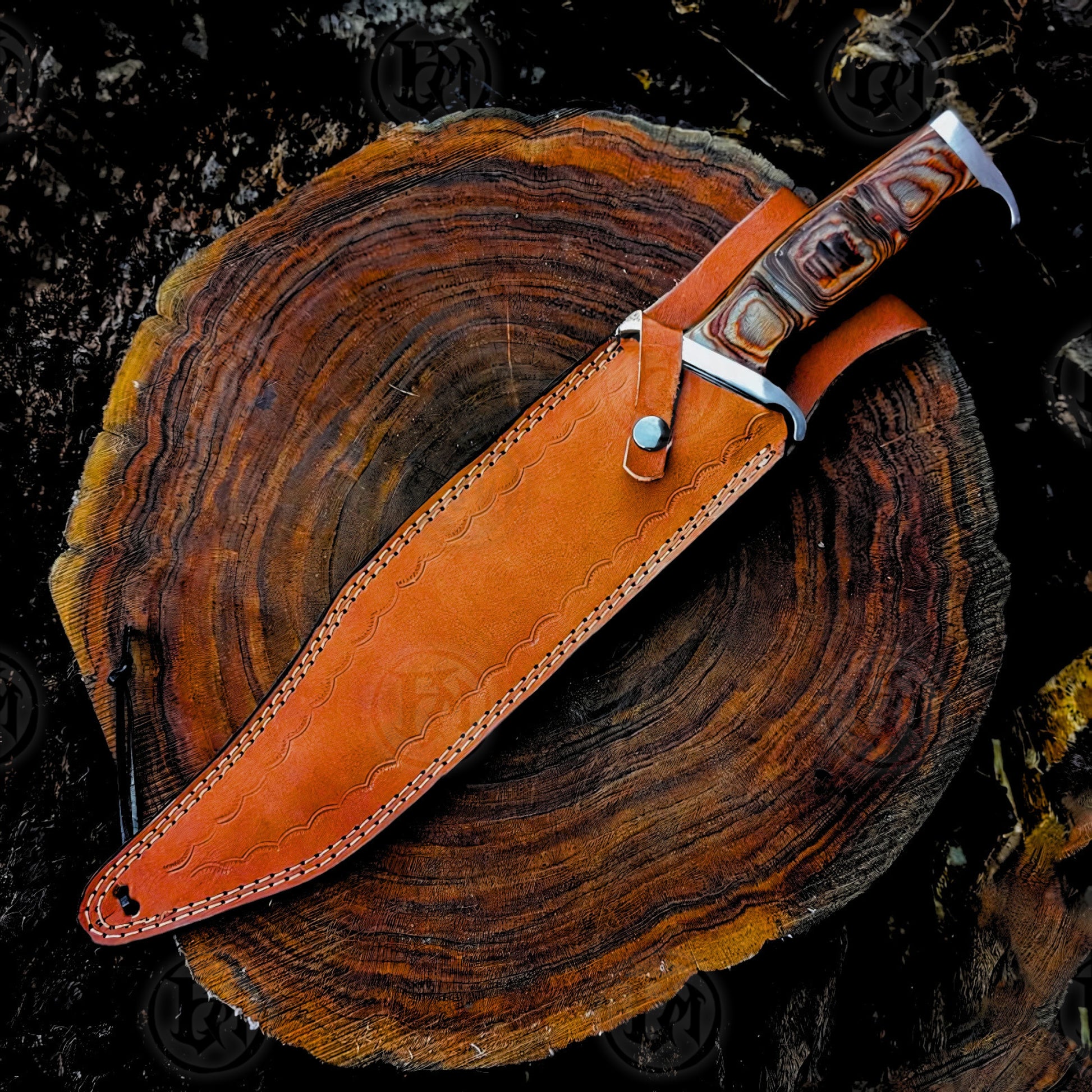Premium Rambo III Bowie Knife Cosplay Replica with Walnut Stand