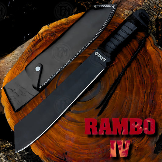 Premium Rambo IV Machete Cosplay Replica with Ebony Stand