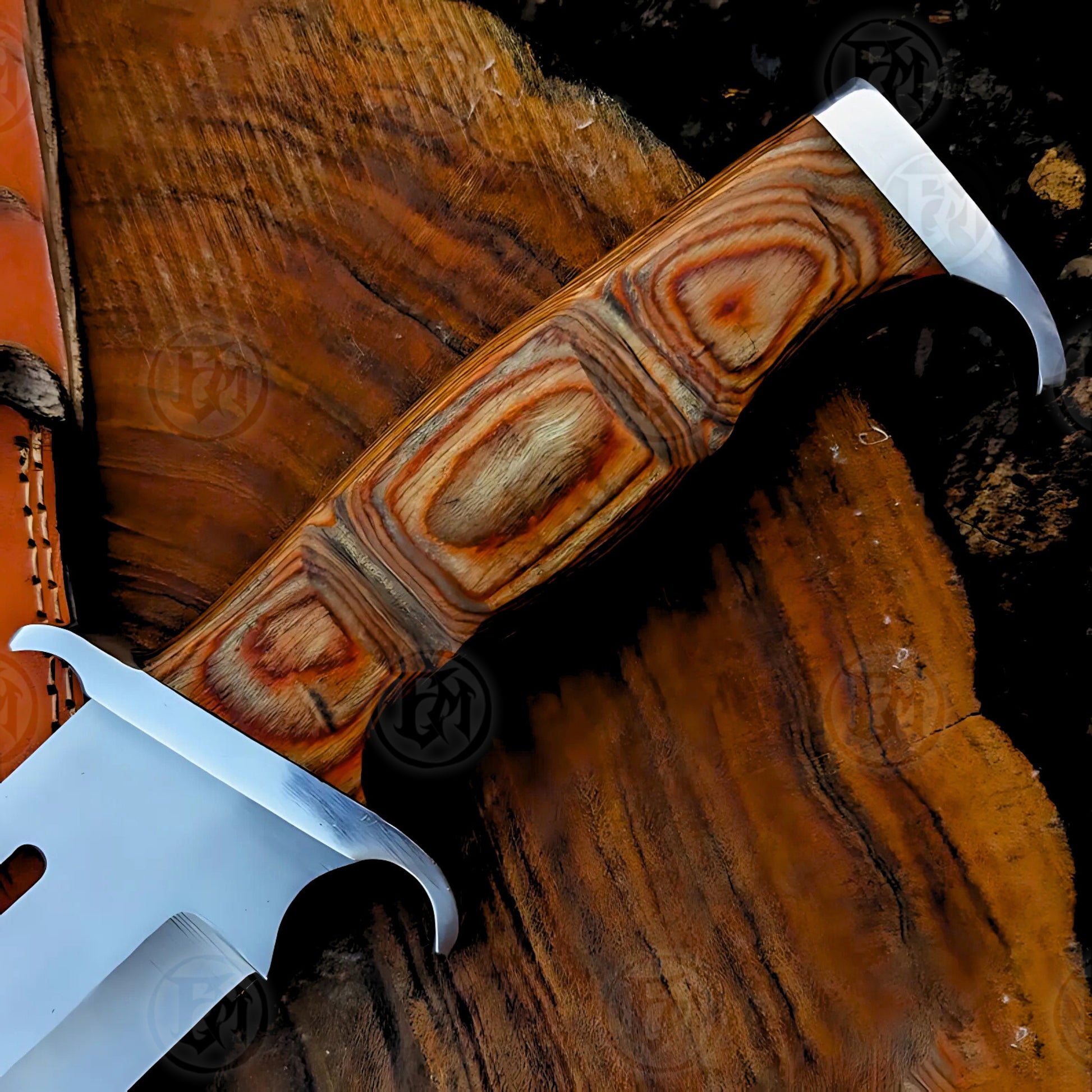 Premium Rambo III Bowie Knife Cosplay Replica with Walnut Stand