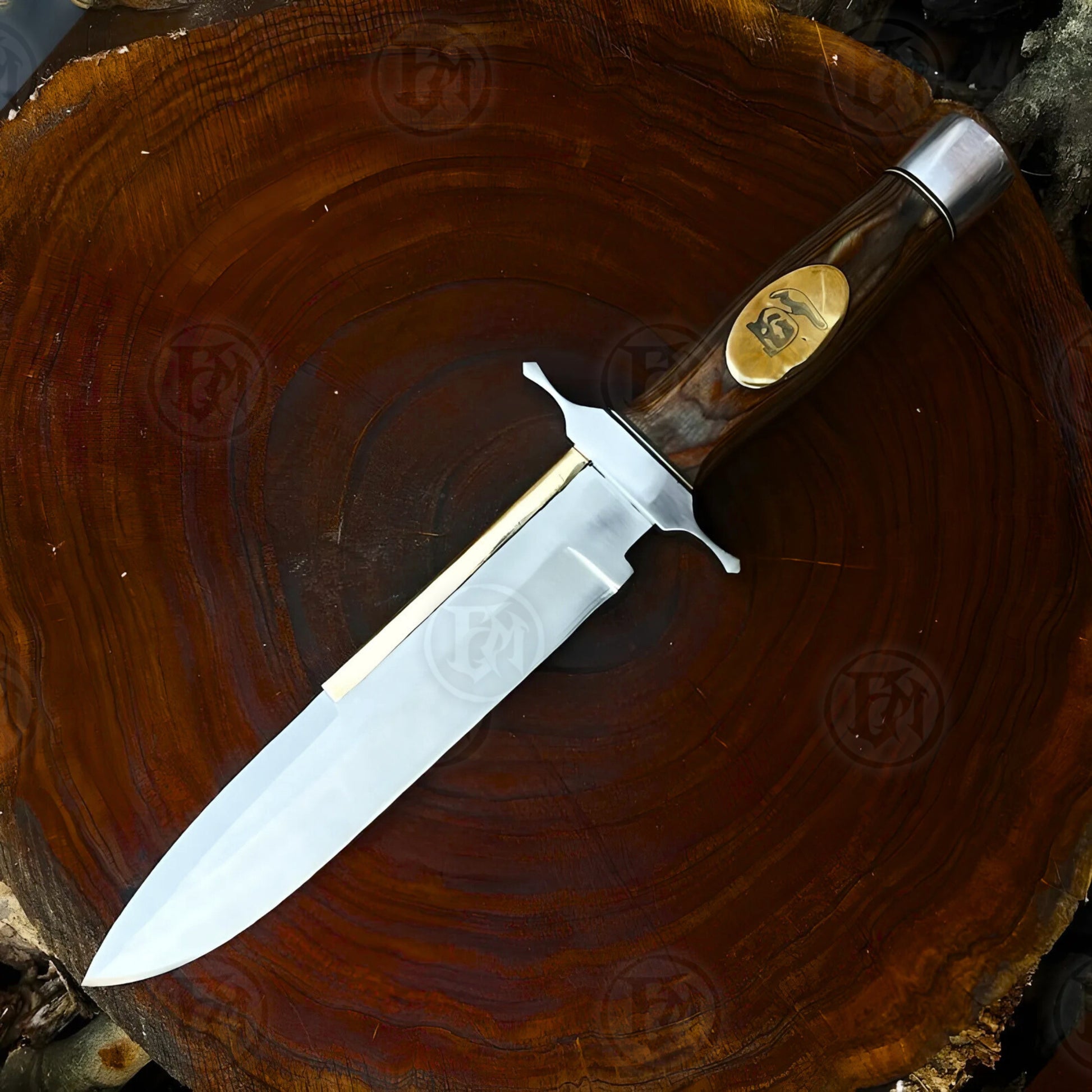 Premium Barney Ross Toothpick Knife Replica with Walnut Stand