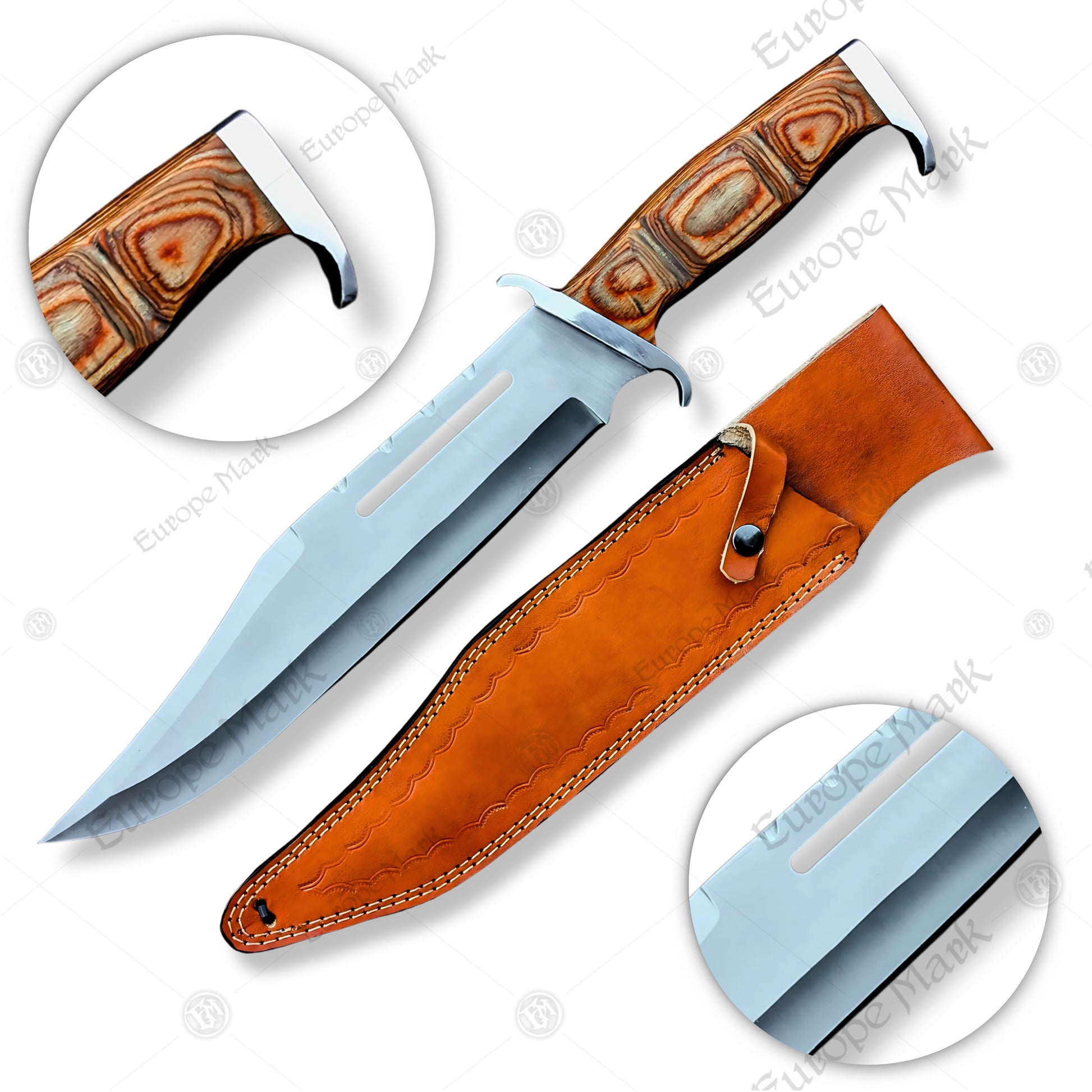 Premium Rambo III Bowie Knife Cosplay Replica with Walnut Stand
