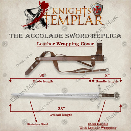 Premium Accolade Knights Templar Sword Replica with Oak Plaque