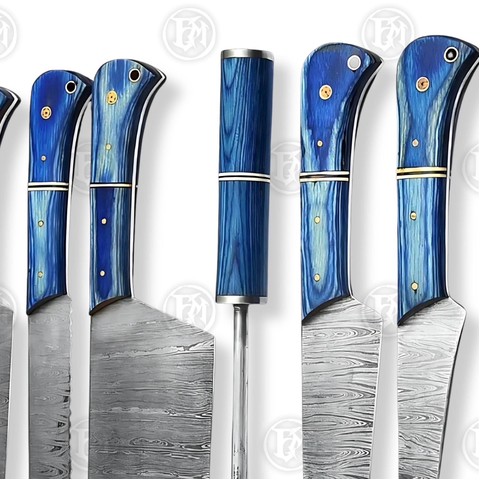 Premium Aegir Damascus 9-Piece Chef Knife Set with Oak Block