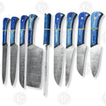 Premium Aegir Damascus 9-Piece Chef Knife Set with Oak Block