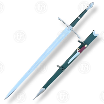 Aragorn Ranger Sword Replica with wooden scabbard, detailed hilt, and certificate of authenticity, perfect for collectors and LOTR fans.