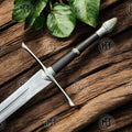 Aragorn Ranger Sword Replica with wooden scabbard, detailed hilt, and certificate of authenticity, perfect for collectors and LOTR fans.