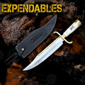 Premium Barney Ross Signature Bowie Knife Replica with Ebony Stand