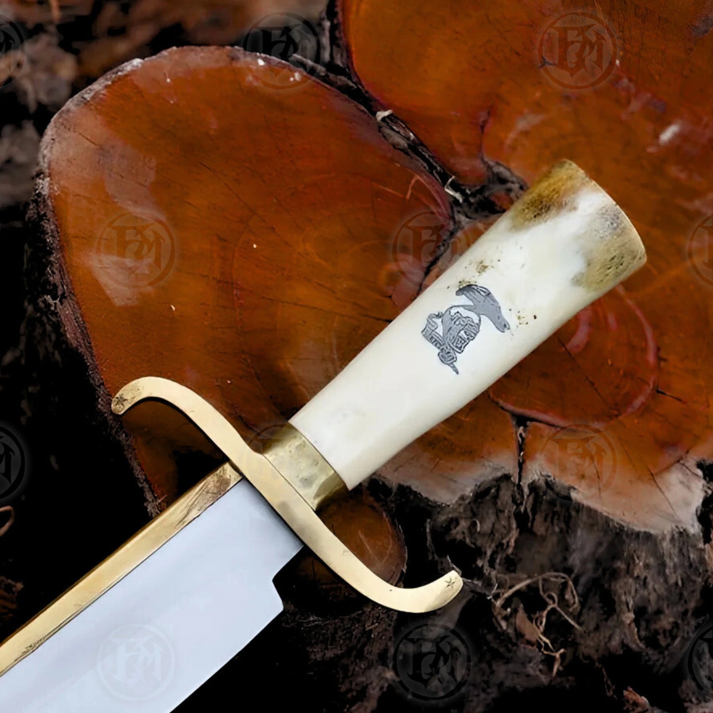 Premium Barney Ross Signature Bowie Knife Replica with Ebony Stand