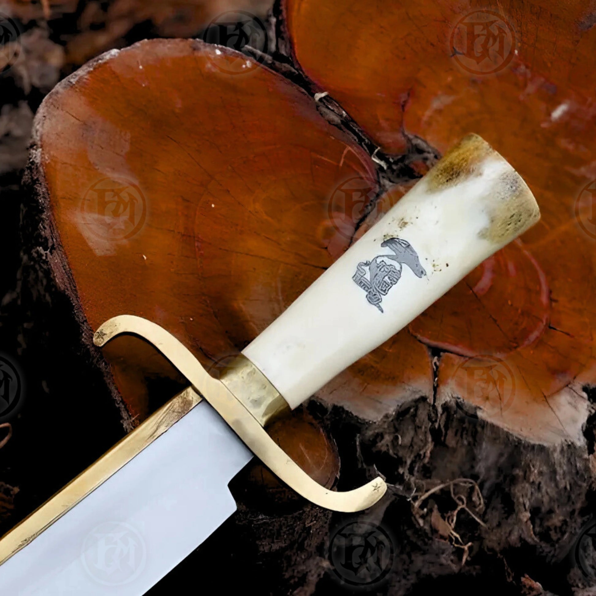 Premium Barney Ross Signature Bowie Knife Replica with Ebony Stand