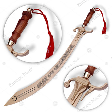 Premium Belly Dance Dragon Scimitar Sword Replica with Rosewood Stand.