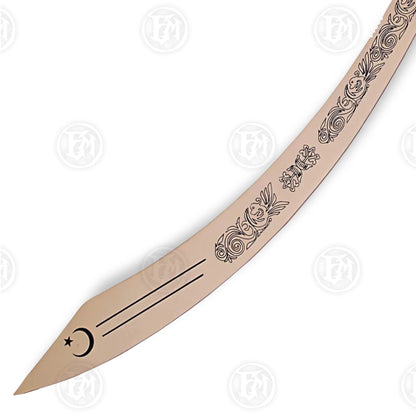 Premium Belly Dance Dragon Scimitar Sword Replica with Rosewood Stand.