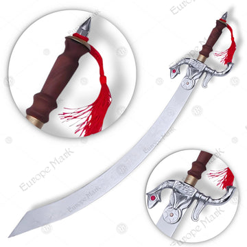 Premium Celtic Belly Dance Scimitar Sword Replica with Walnut Stand.
