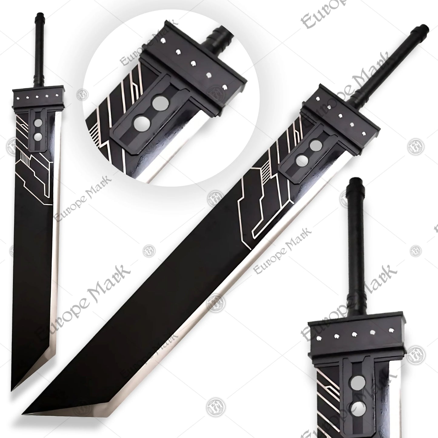 Premium Cloud Strife Buster Sword Replica from Final Fantasy VII with Walnut Plaque