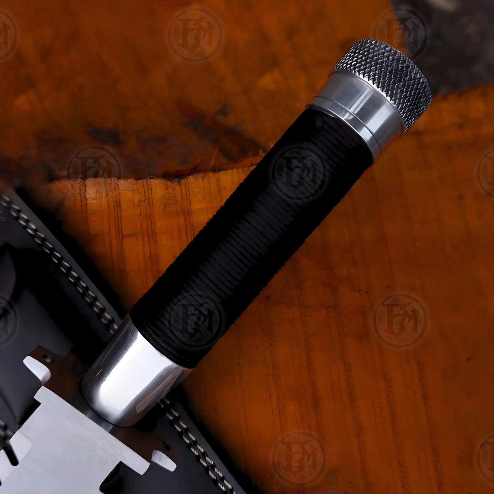 Premium Commando Movie Bowie Knife Replica with Walnut Stand