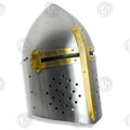 Premium Crusader Holy Valor Helmet Replica with Oak Stand