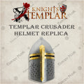 Premium Crusader Holy Valor Helmet Replica with Oak Stand