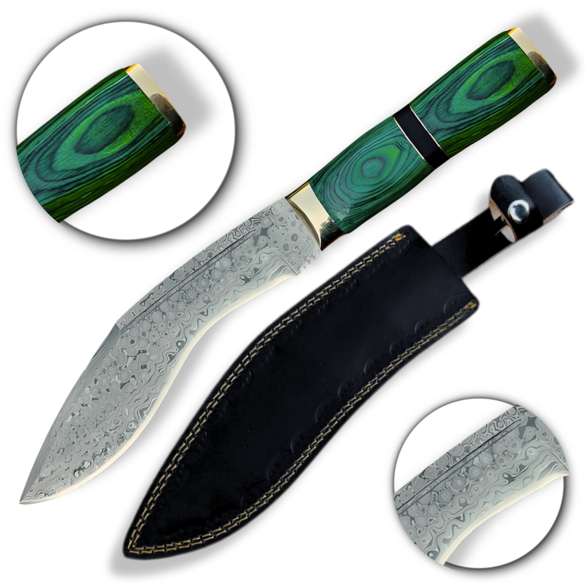 Premium Damascus Kukri Machete Knife Replica with damascus knife.
