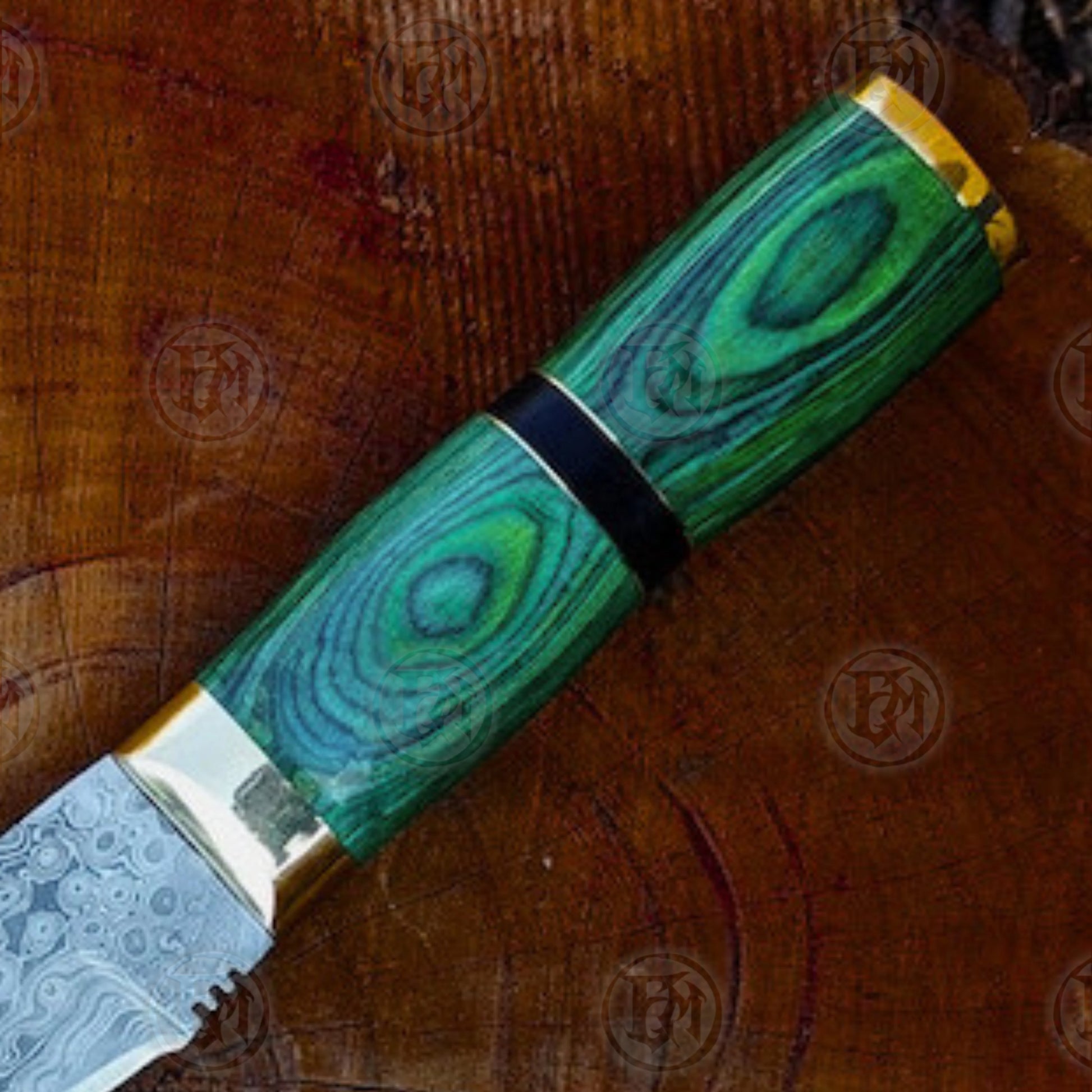 Premium Damascus Kukri Machete Knife Replica with damascus knife.