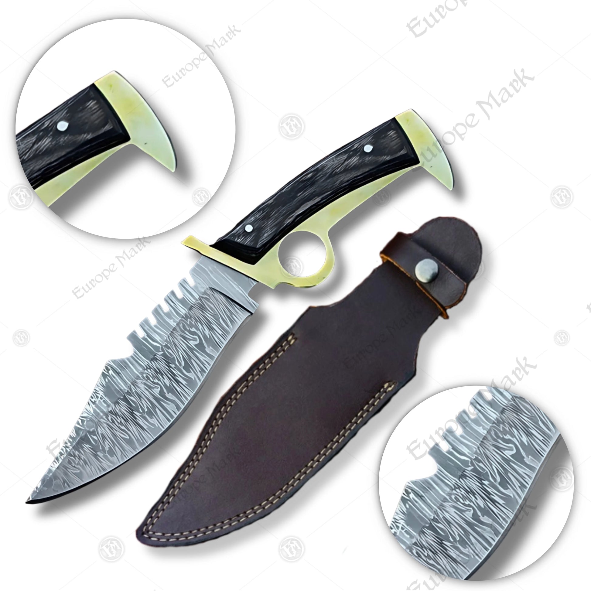 Premium Daryl Dixon Damascus Bowie Knife Replica with Rosewood Stand