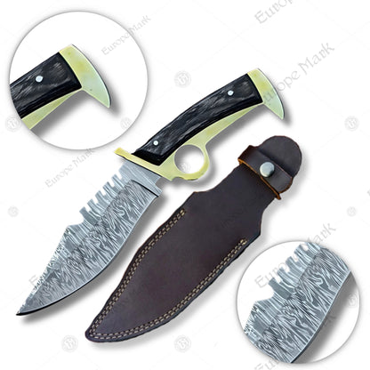 Premium Daryl Dixon Damascus Bowie Knife Replica with Rosewood Stand