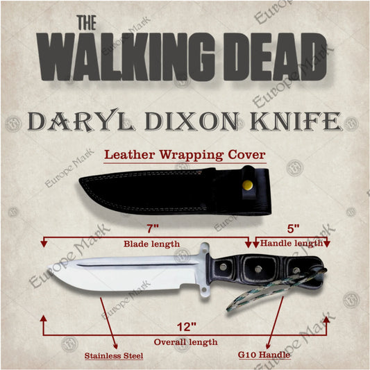 Premium Daryl Dixon Legacy Bowie Knife Replica with Walnut Stand