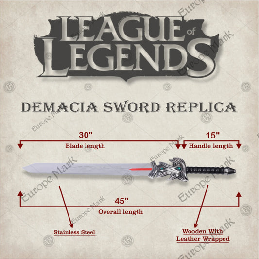 Premium Demacia League of Legends Sword Replica with stainless steel blade.