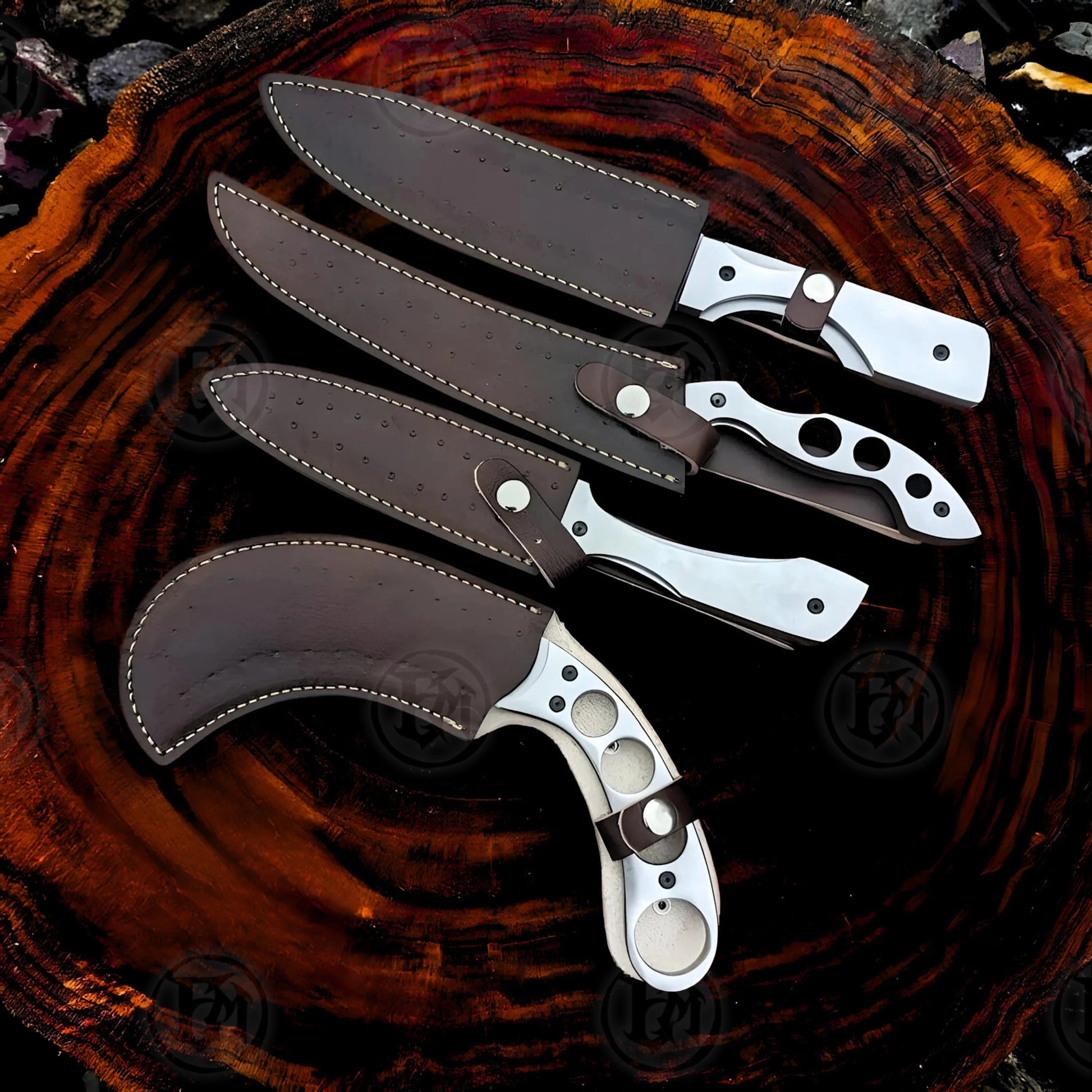 Premium Dexter Morgan 4-Piece Knife Cosplay Set with Mahogany Case