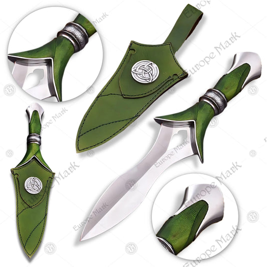 Premium Elven Fantasy Dagger with Green Leather Sheath