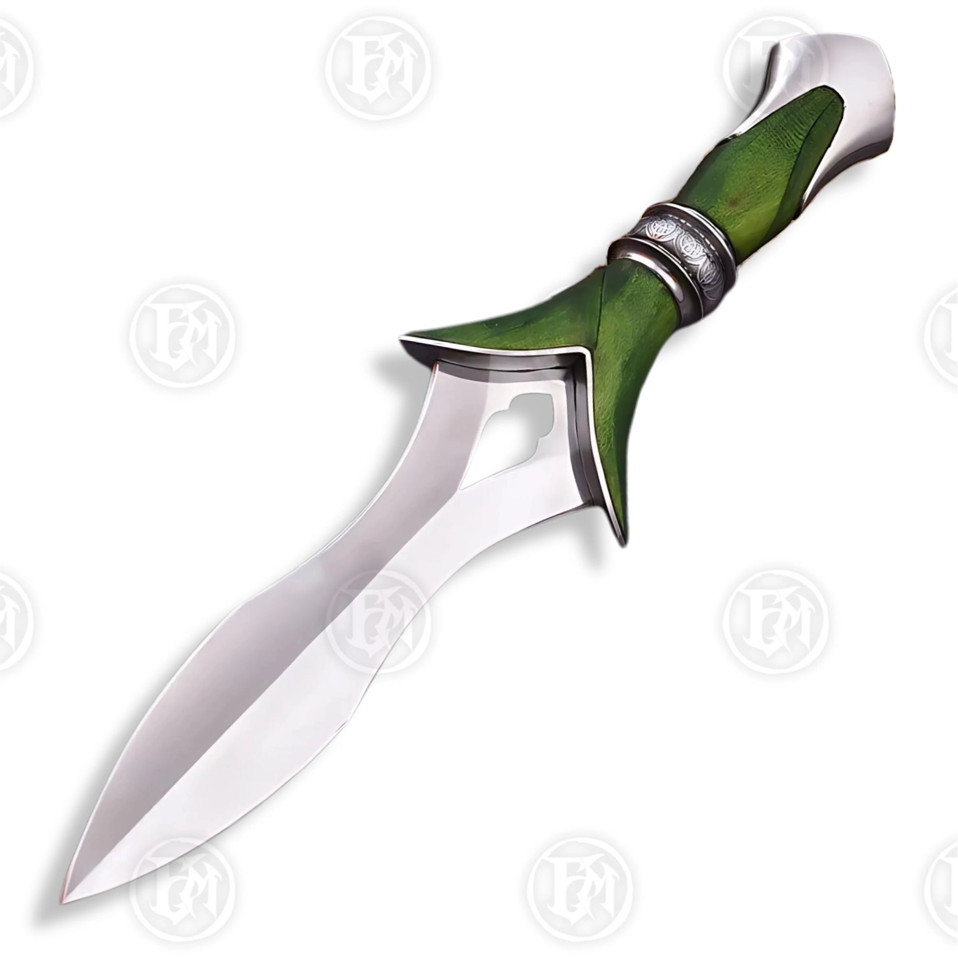 Premium Elven Fantasy Dagger with Green Leather Sheath