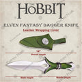 Premium Elven Fantasy Dagger with Green Leather Sheath
