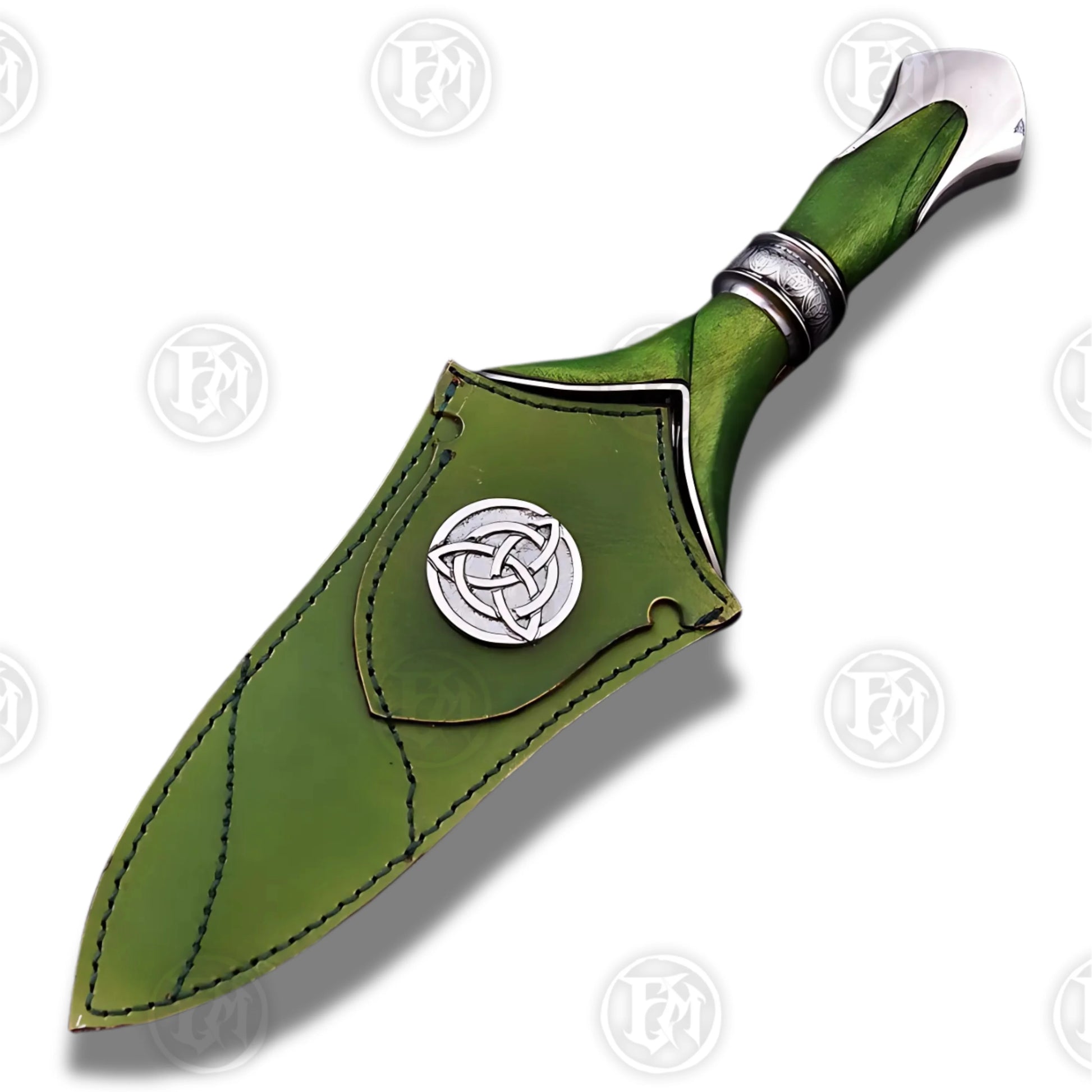 Premium Elven Fantasy Dagger with Green Leather Sheath