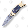 Premium Fish-Shaped Damascus Folding Knife Set with Walnut Stand