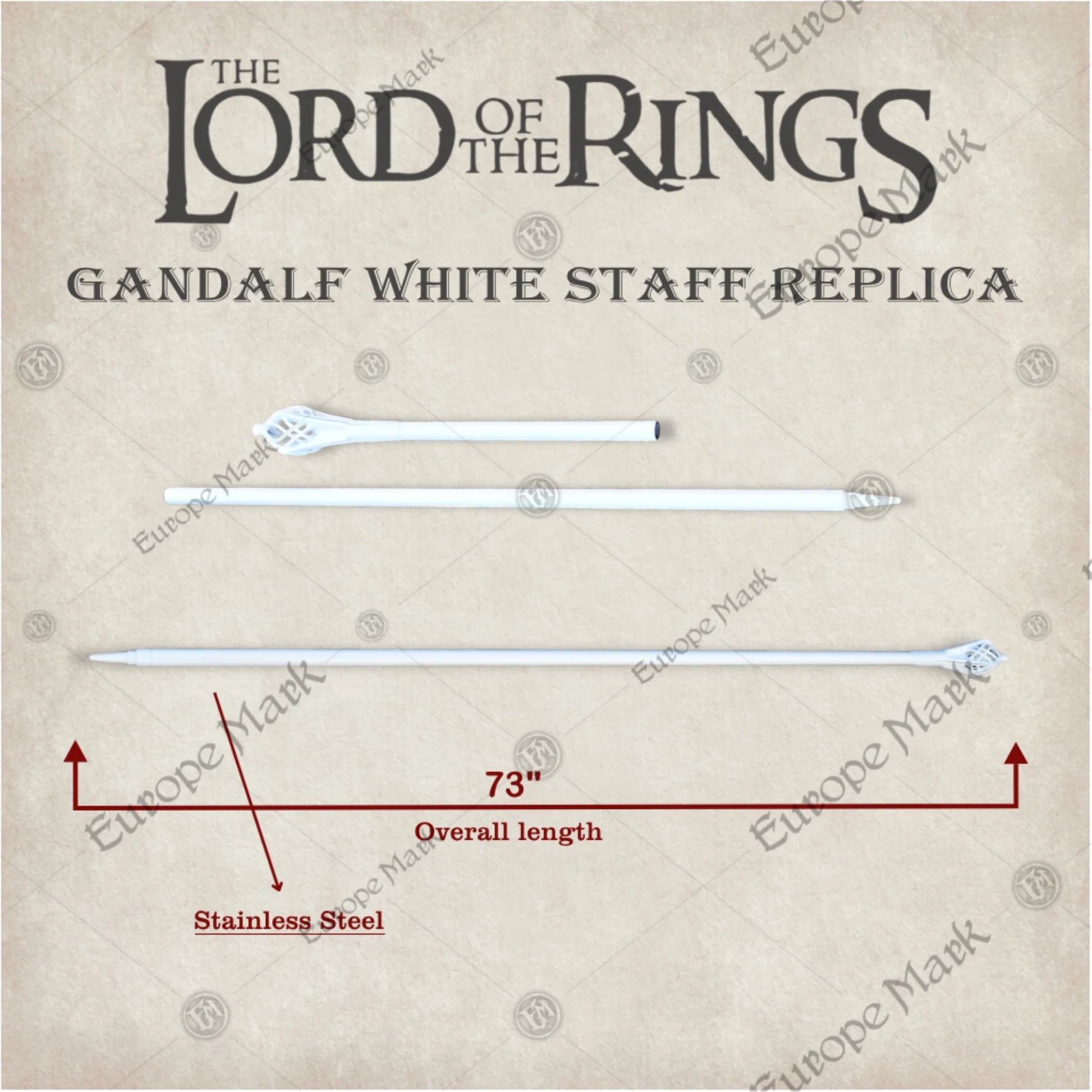 Gandalf White Staff LOTR Wizard Prop Replica