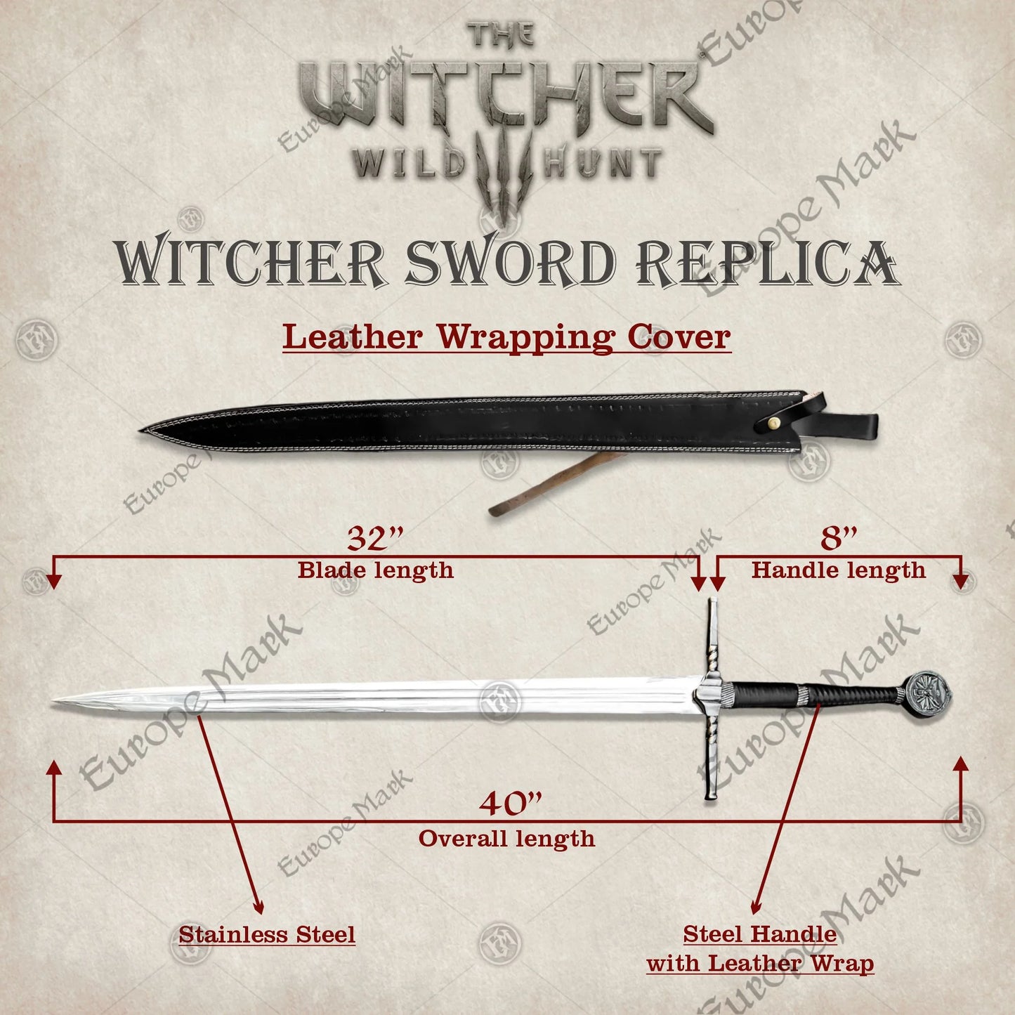 Witcher Geralt Steel Sword Replica Scabbard