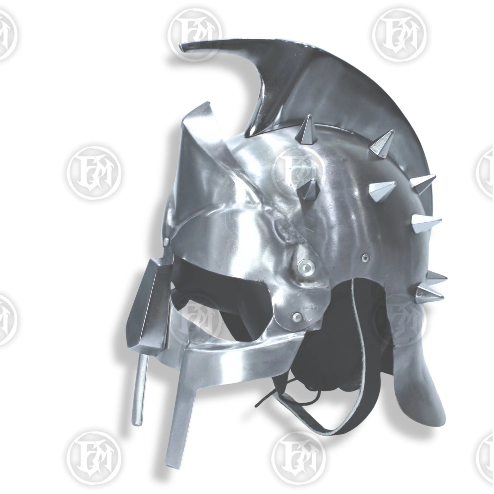 Premium Gladiator Silver Fury Helmet Replica with Mahogany Stand.