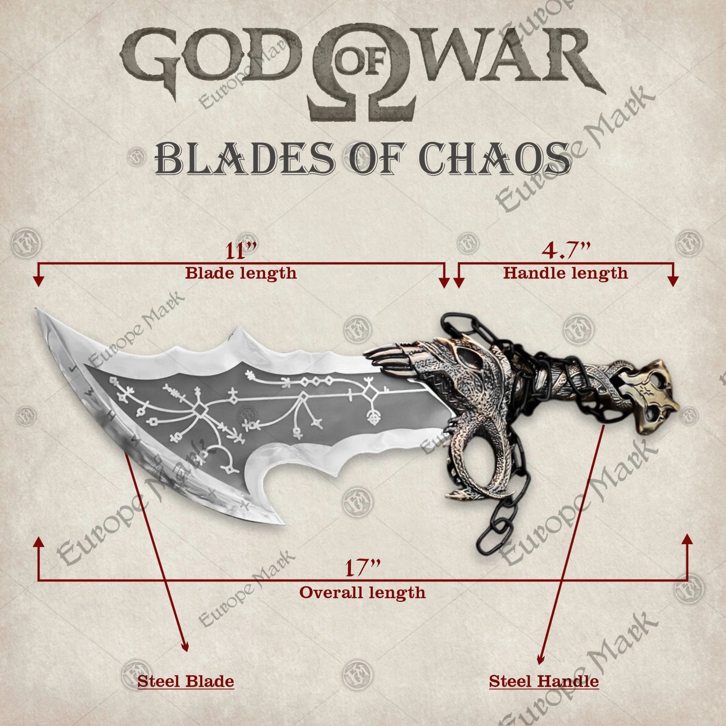 Kratos Blades of Chaos Metal Replica GOW