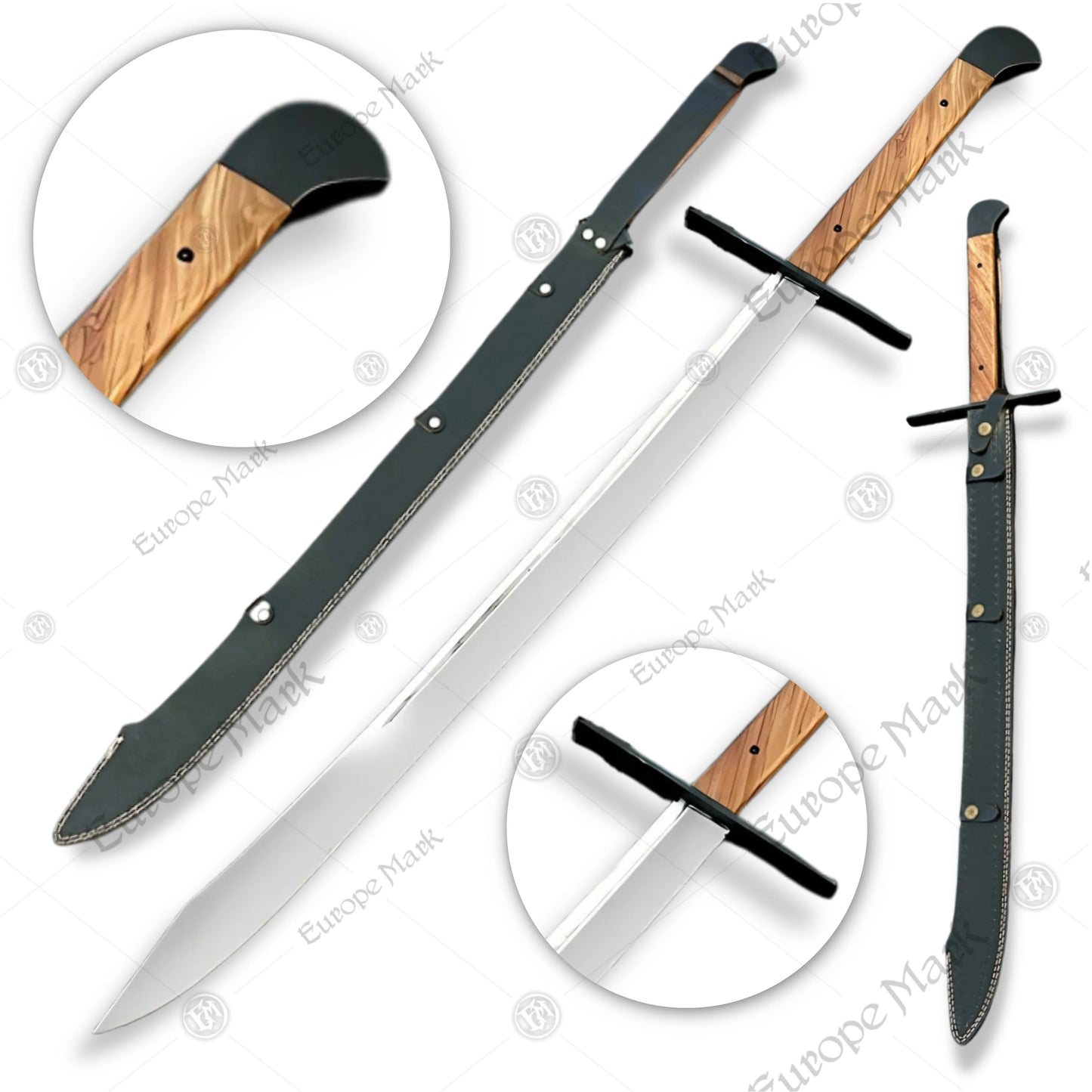 Premium Man at Arms Grosse Messer Sword Replica with Walnut Stand