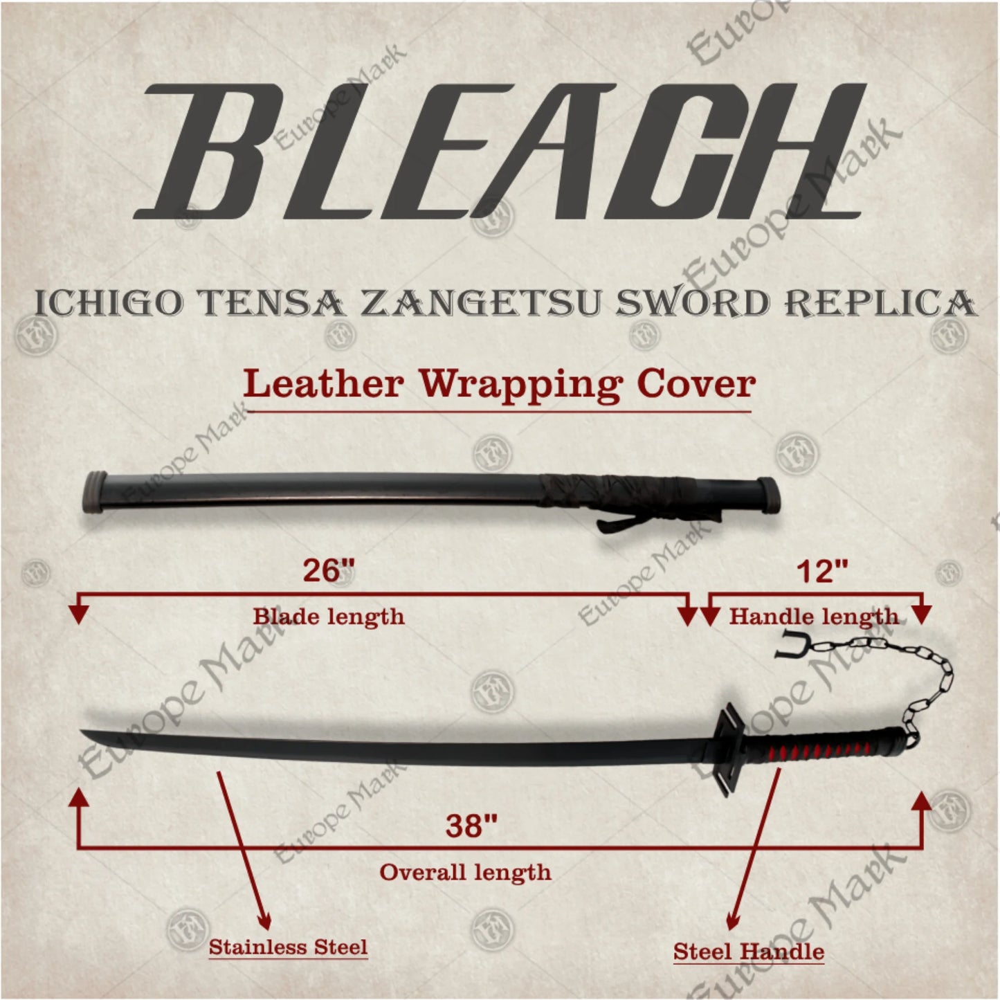 Handmade Ichigo Tensa Zangetsu Bankai Katana