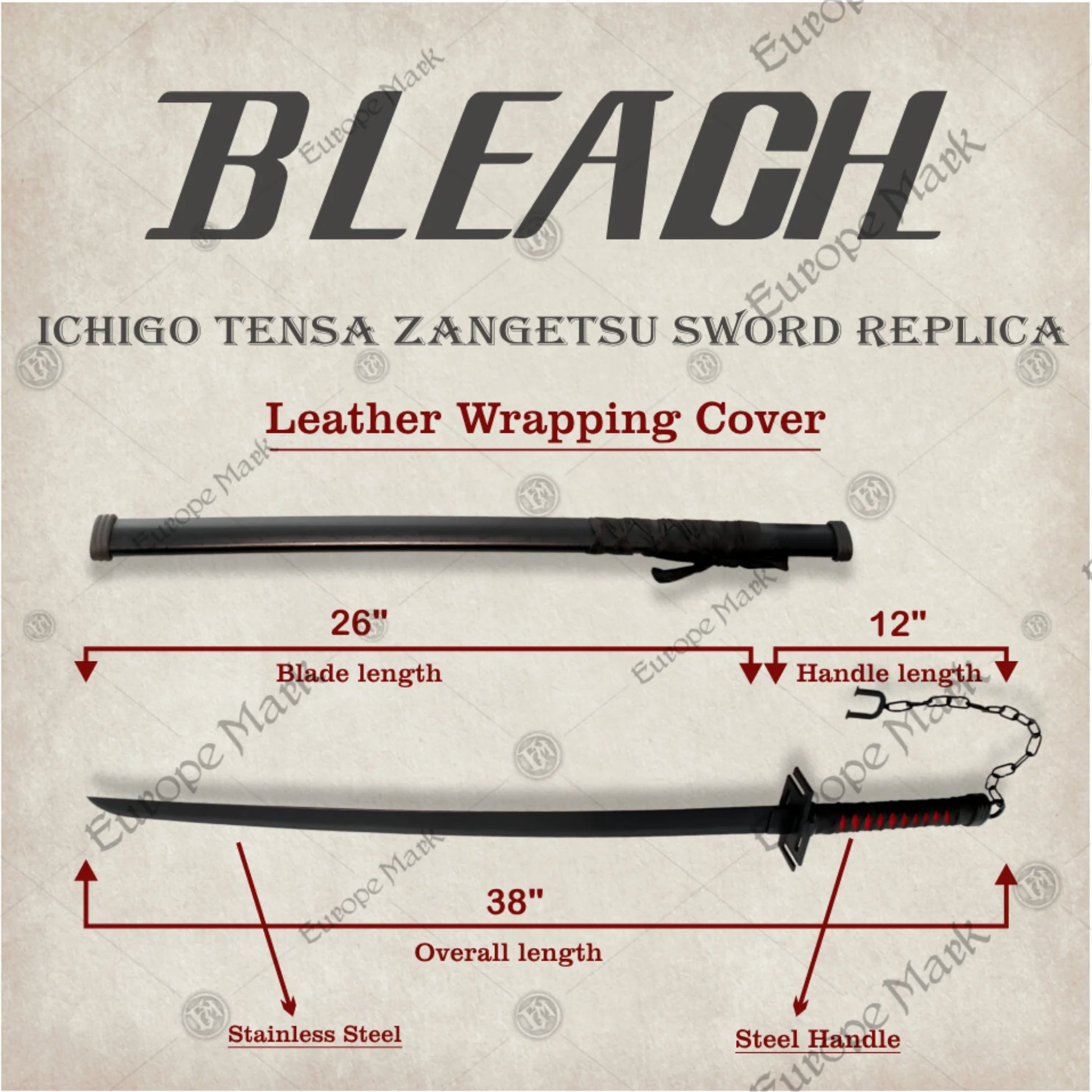 Handmade Ichigo Tensa Zangetsu Bankai Katana