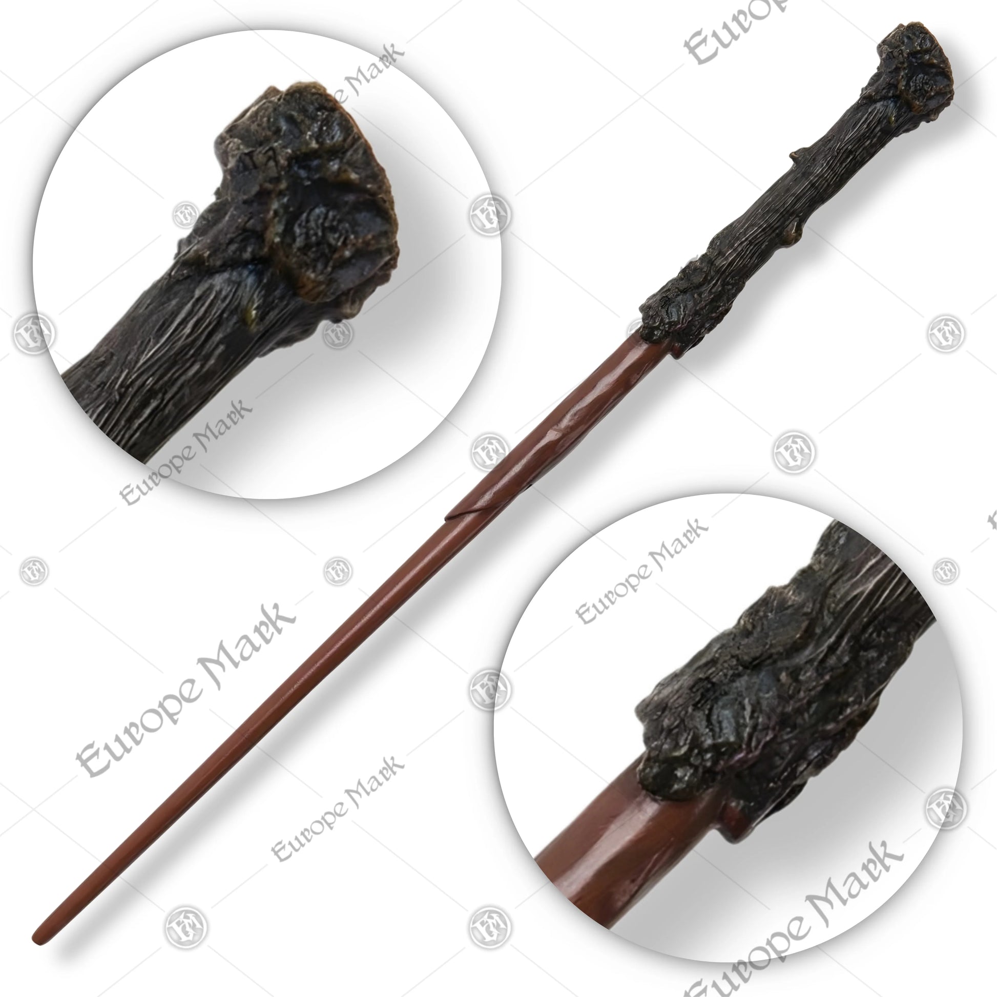 Authentic Harry Potter collector wand replica full view with phoenix inlay