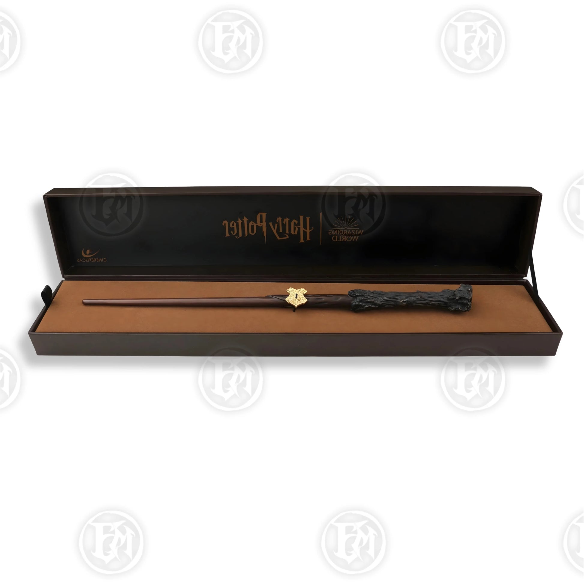 Ollivanders Harry Potter wand display stand with engraved plaque