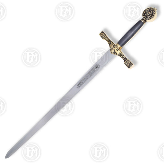 Premium King Arthur Excalibur Golden Sword Replica with stainless steel blade.