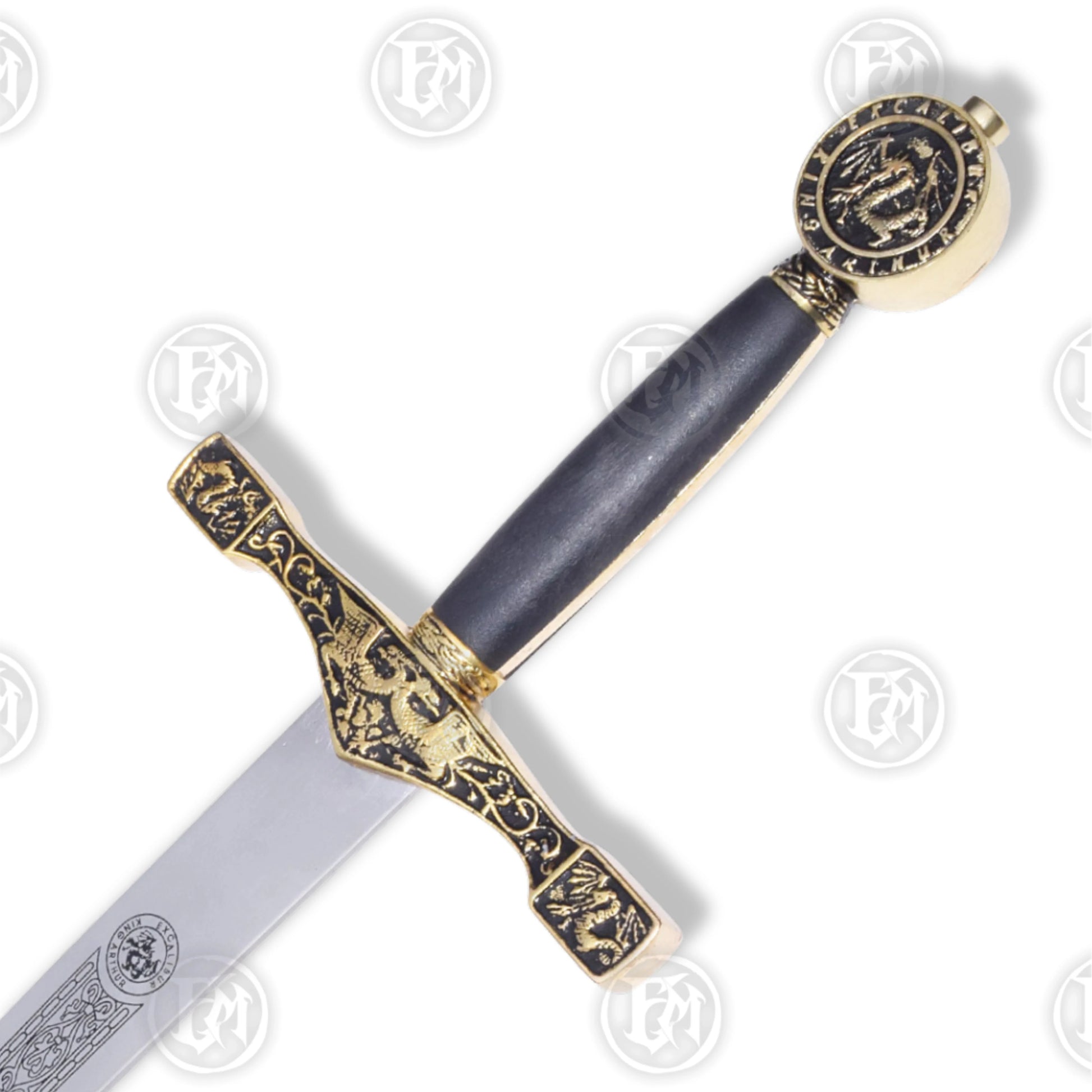 Premium King Arthur Excalibur Golden Sword Replica with stainless steel blade.