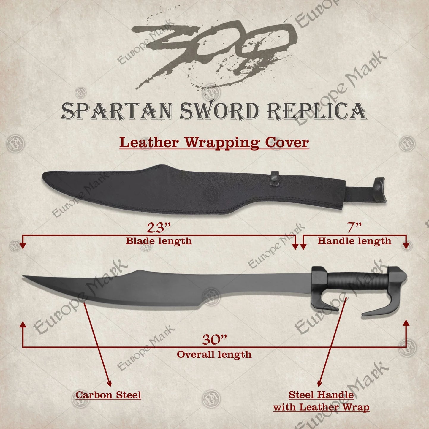 King Leonidas Spartan Sword Replica Collectible