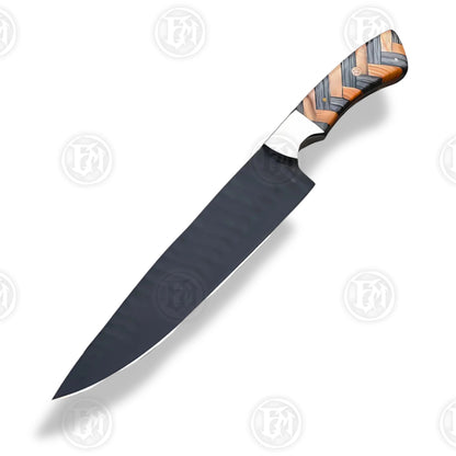 Premium Luxury Damascus 5-Piece Chef Knife Set with Walnut Block