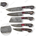 Premium Luxury Wood Grain Damascus Chef Knife Set with Walnut Block